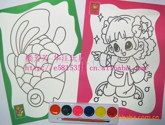 大号大6色 大号水粉画 儿童水彩画/水粉画批发/a4纸大小