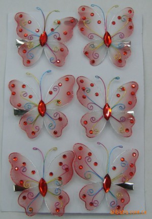 【厂家直销供应新款丝袜花材质仿真蝴蝶小翅膀