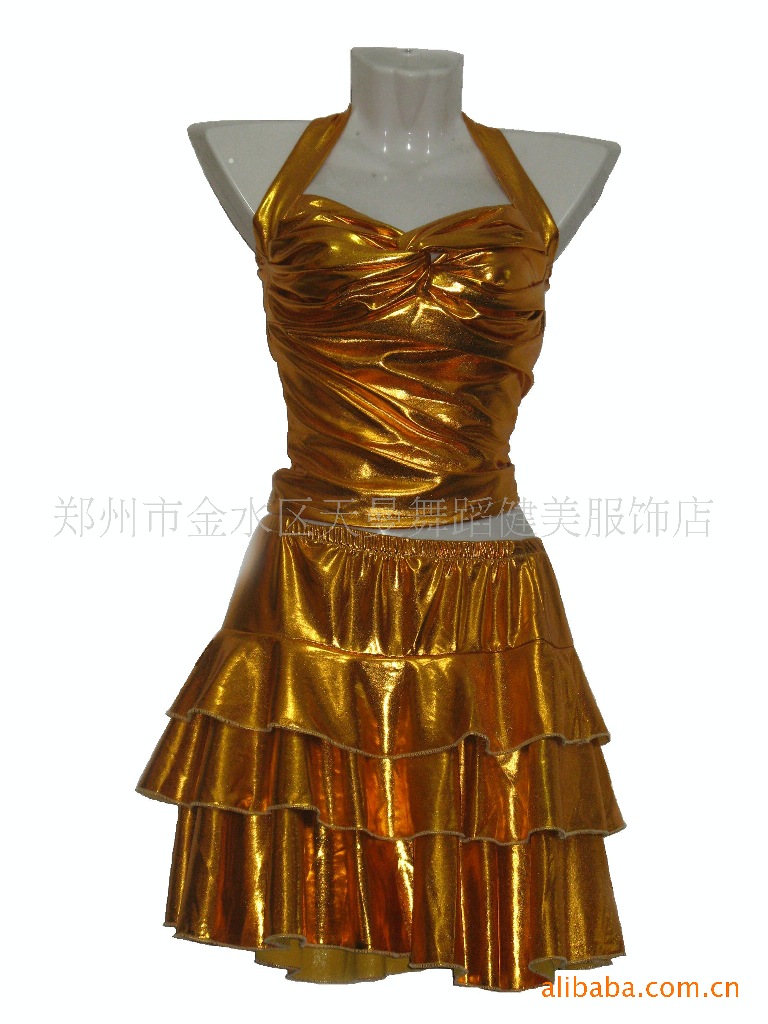 QT01供应金黄色现代舞服舞蹈表演服装,QT01
