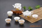 广州万菱陶瓷茶具礼品套装【荷叶杯~8件~任伯年】