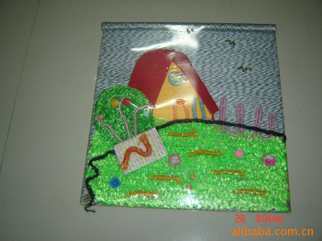 具 DIY大号毛线贴画,红房子手工制作挂画,手工工艺品 其他