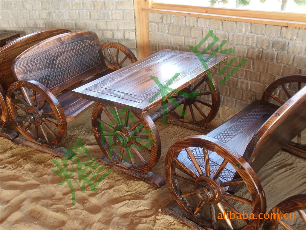 山东济南 休闲桌椅,碳化木休闲产品 优质碳化木