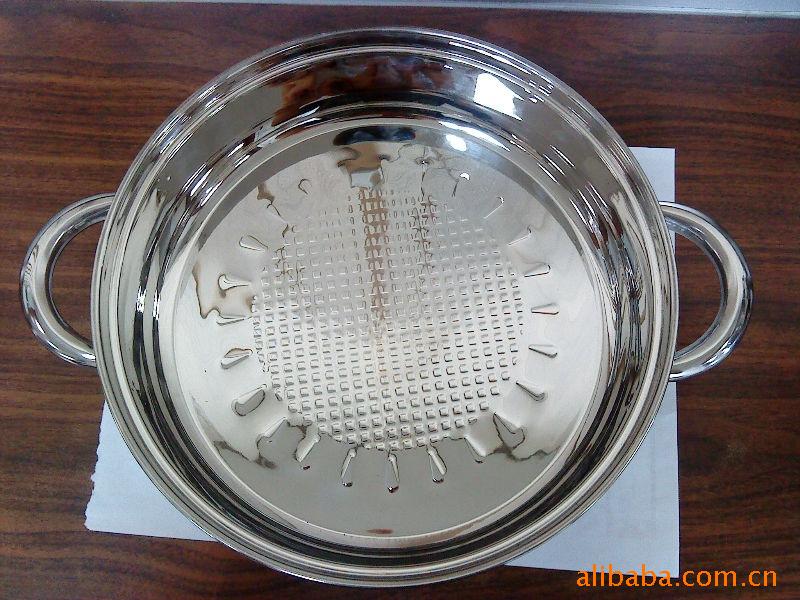 【专业供应不锈钢复底蒸锅 蒸汤锅 煎锅 煎盘 烤