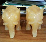 5寸米黄玉招财对大象