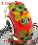 周富贵*千花琉璃饰品*镀银通管3.8MM孔trollbeads琉璃珠 TB81