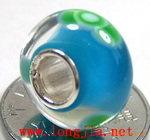 周富贵*千花琉璃饰品*镀银通管潘多拉大孔琉璃珠pandora jg330