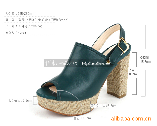 韩国进口品牌<em>Ggg</em> 真皮凉鞋纯色<em>女鞋</em>粗跟水台