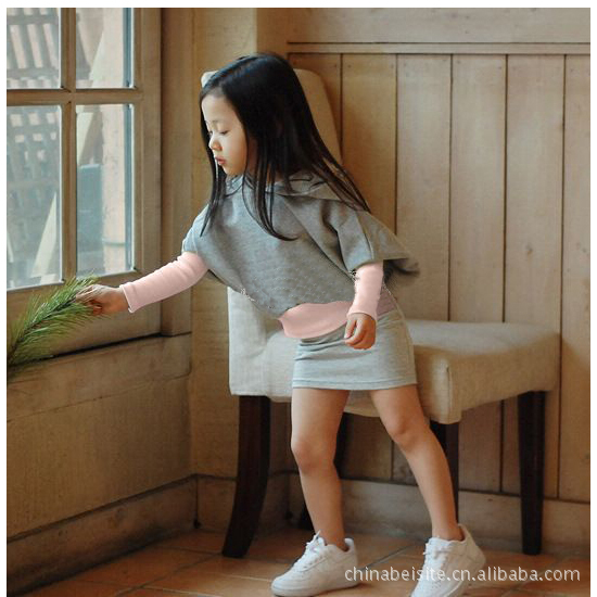 儿童套装 女童 时尚母<em>女装</em> 亲子装 <em>蝙蝠</em>上衣短裙