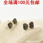 0479 新款韩国饰品 淑女蝴蝶结铆钉朋克女款耳钉耳环耳饰 绿色