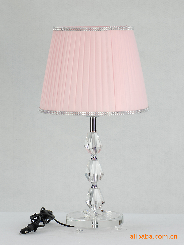 时尚高档水晶台灯 K9水晶公主款粉色布艺灯罩