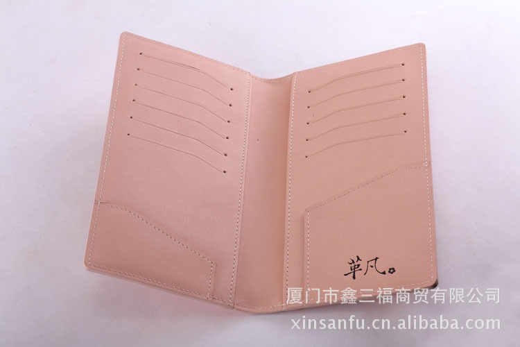 革凡 头层牛皮玫瑰花手工皮雕钱包长款两折钱