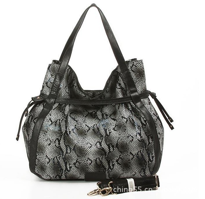 女式包牛皮蟒蛇纹真皮女包女士包包 大包包图