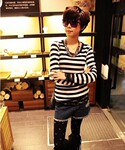【梦妆】342 女装秋冬韩版 修身显瘦百搭修饰 条纹豹纹长袖T恤