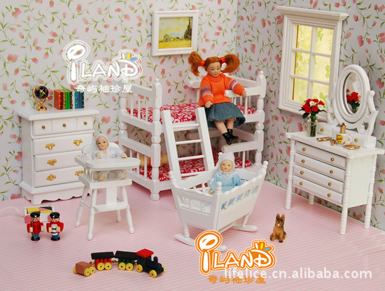屋DOLLHOUSE MINIATURE迷你纯白双层<em>床姐</em>