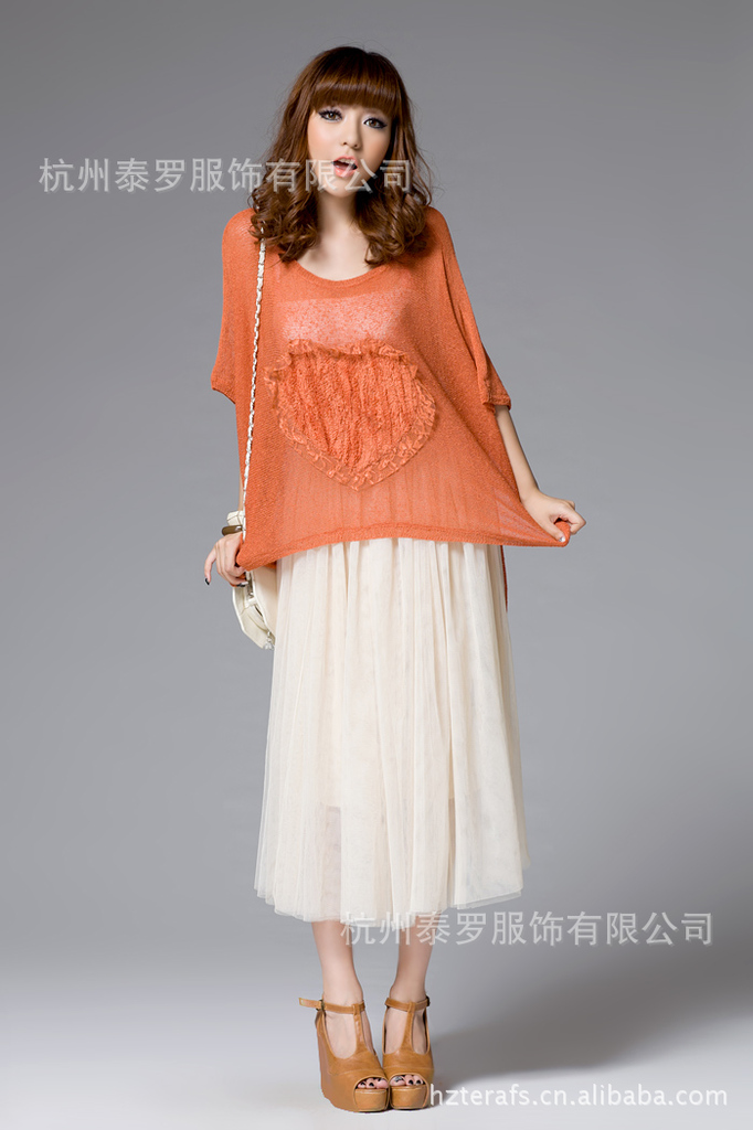 <em>休闲</em>可爱<em>女生</em>版 <em>宽松</em>蝙蝠衫外搭薄<em>款毛衣</em>图片