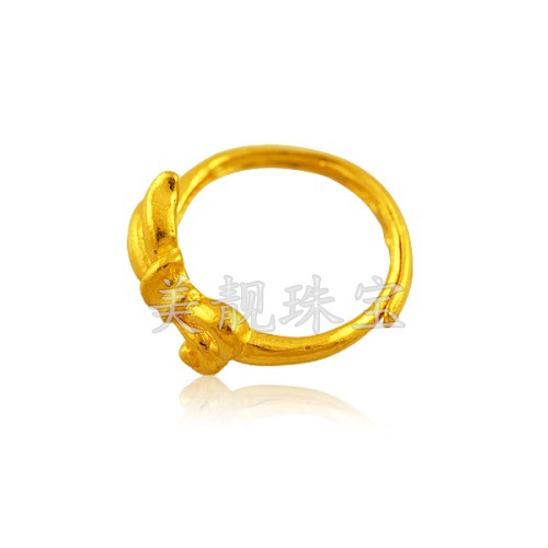 新款<em>女式</em>千足金<em>戒指</em> 女款<em>黄金戒指</em> 个性复古蝴