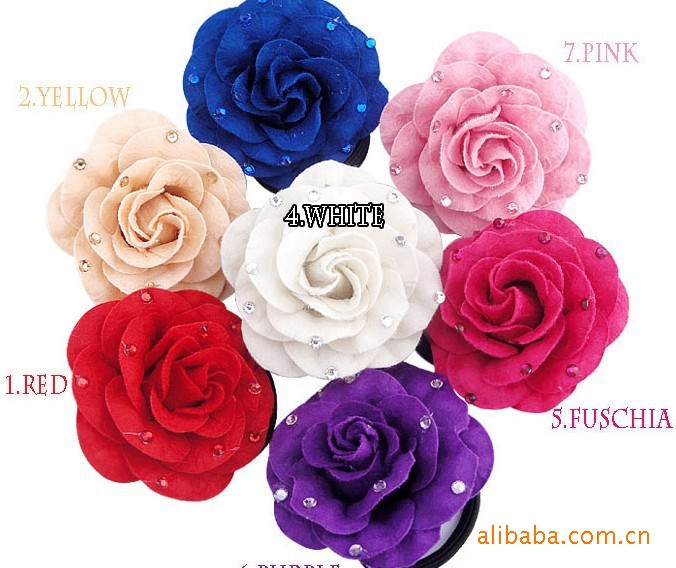 【韩国饰品 流行头饰 绽放的<em>玫瑰花头发</em>绳 发圈