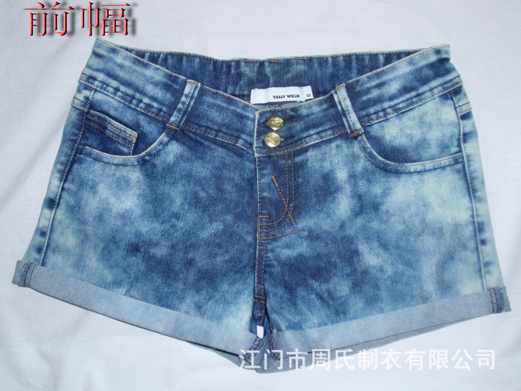 欧美炒漂洗水<em>女装</em>弹力牛仔<em>短裤图片</em>,欧美炒漂