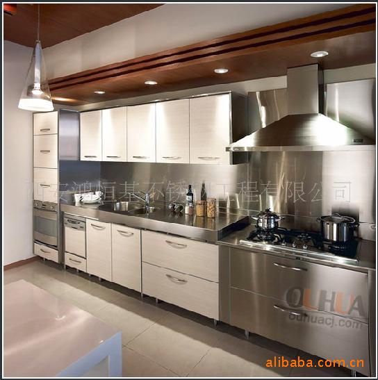 【设计独特】优质家庭不锈钢整体橱柜 防渗透