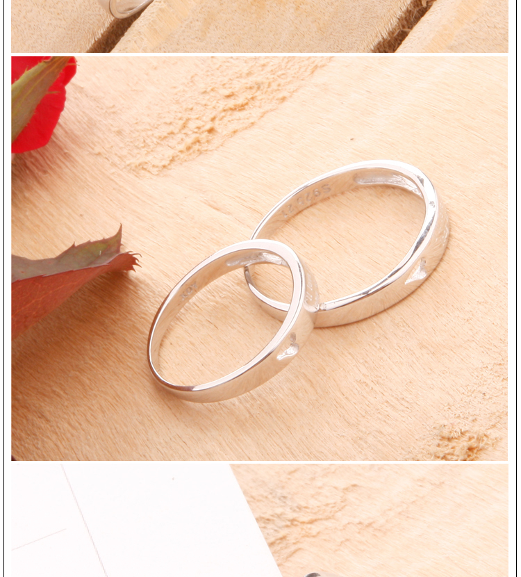 蓝梦丽得 925纯银<em>戒指</em> 情侣<em>对戒</em>子 <em>生日</em>礼物 <em>送</em>