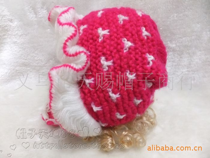 批发采购帽子-厂家直销精美时尚手钩帽,毛线帽