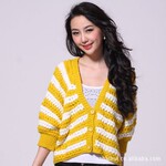 【行家拿货周】2012韩版钩镂空宽松时尚条纹女式针织衫 2001020