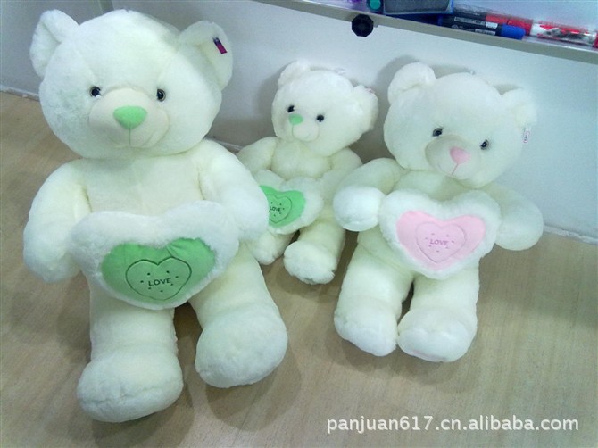 浪漫抱心熊 超柔短毛绒抱抱熊 泰迪熊毛绒公仔