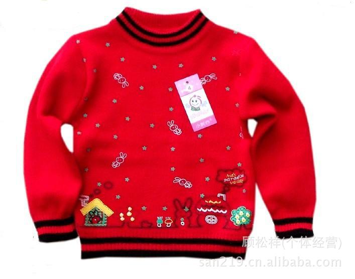 厂家直销新款可爱童装毛衣 卡通毛线衣套头点