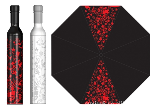 厂家热销高品质新建牌三折防天堂酒瓶雨伞图片