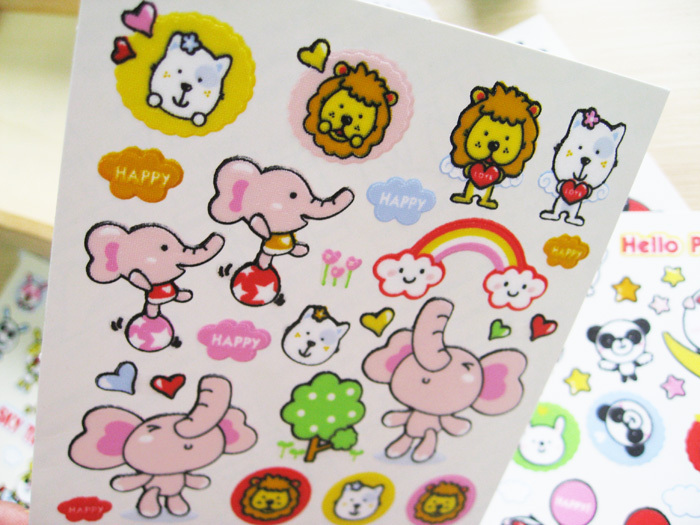 批发采购手机贴纸-韩国文具礼品 可爱动物静电