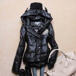 2011新款冬装 刺绣桃心装饰针织帽短款水洗皮羽绒服