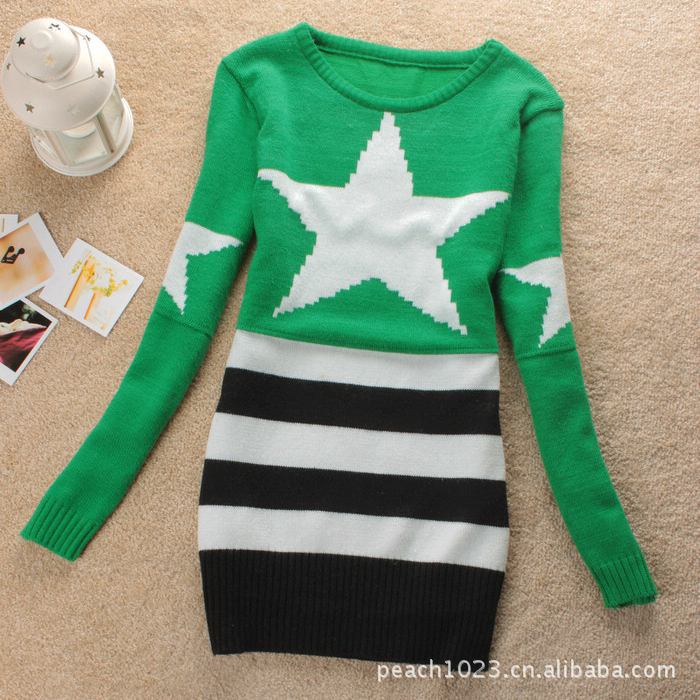 供应<em>女士</em>毛织针织衫 时尚圆领<em>绣花毛衣</em> 五角星