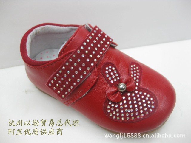 【贵28杭州童鞋批发城685大红15-19羊皮宝宝