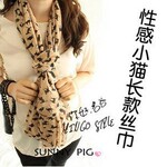 F0103韩国2011春秋 韩版女士围巾性感猫咪长款丝巾/时尚围巾y75
