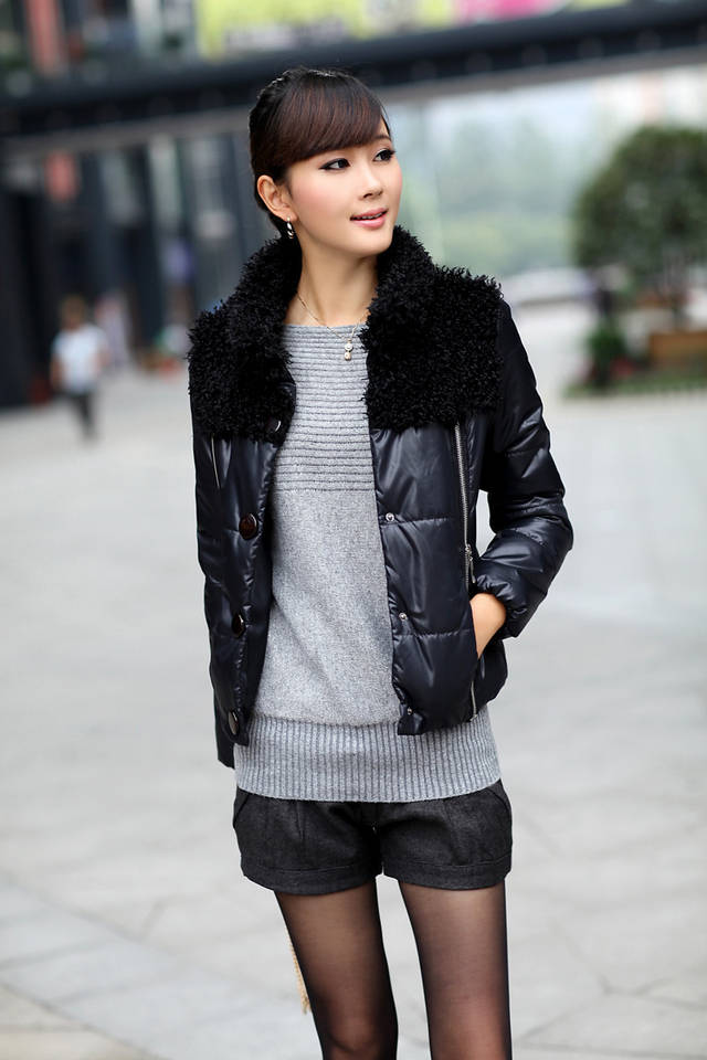 IJ8026#2011<em>毛毛</em>领<em>短外套</em> 女装外套 棉衣 纽扣