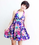 F21/forever 21 花朵 掛脖修身 禮服背心連衣裙