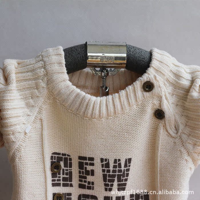 小童肩扣 独特反<em>针</em>字母 儿童<em>毛衣</em> 宝宝<em>毛衣</em> 婴儿