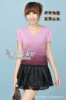 唯美时尚渐变圆领短袖女式针织衫个性毛衣批发 休闲百搭舒适毛衣