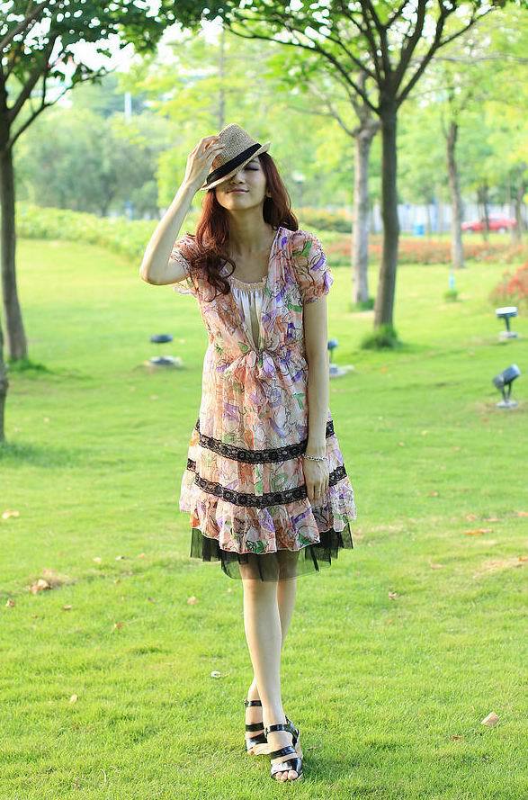 2011时尚韩版女装新款 超人气大V领连衣裙 18