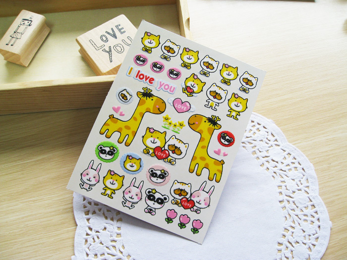 批发采购手机贴纸-韩国文具礼品 可爱动物静电