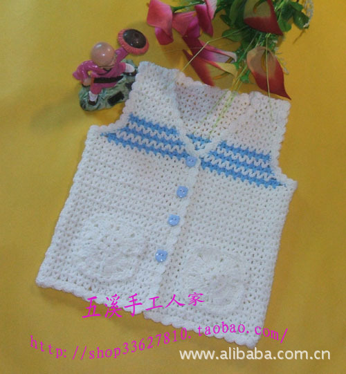 纯手工编织<em>宝宝</em>保暖<em>背心马甲</em> 图片