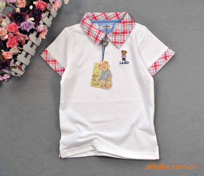 韩国小熊:1162098款格边领T恤灰格 30.00、2