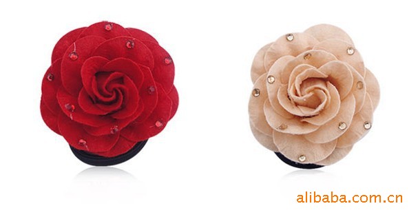 【韩国饰品 流行头饰 绽放的<em>玫瑰花头发</em>绳 发圈