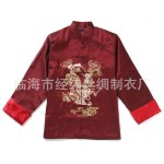 精品男士唐装 春秋款长袖唐装 大气彩龙刺绣唐装外套 8336/紫红