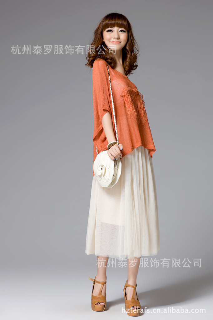 <em>休闲</em>可爱<em>女生</em>版 <em>宽松</em>蝙蝠衫外搭薄<em>款毛衣</em>图片