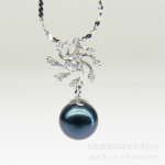 闪钻旋风!8.0-8.5mm 天然珍珠 海水珍珠吊坠配银链