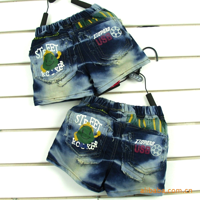 装 童<em>短裤</em> 后片口袋毛边效果男女 <em>童牛仔短裤</em> 8