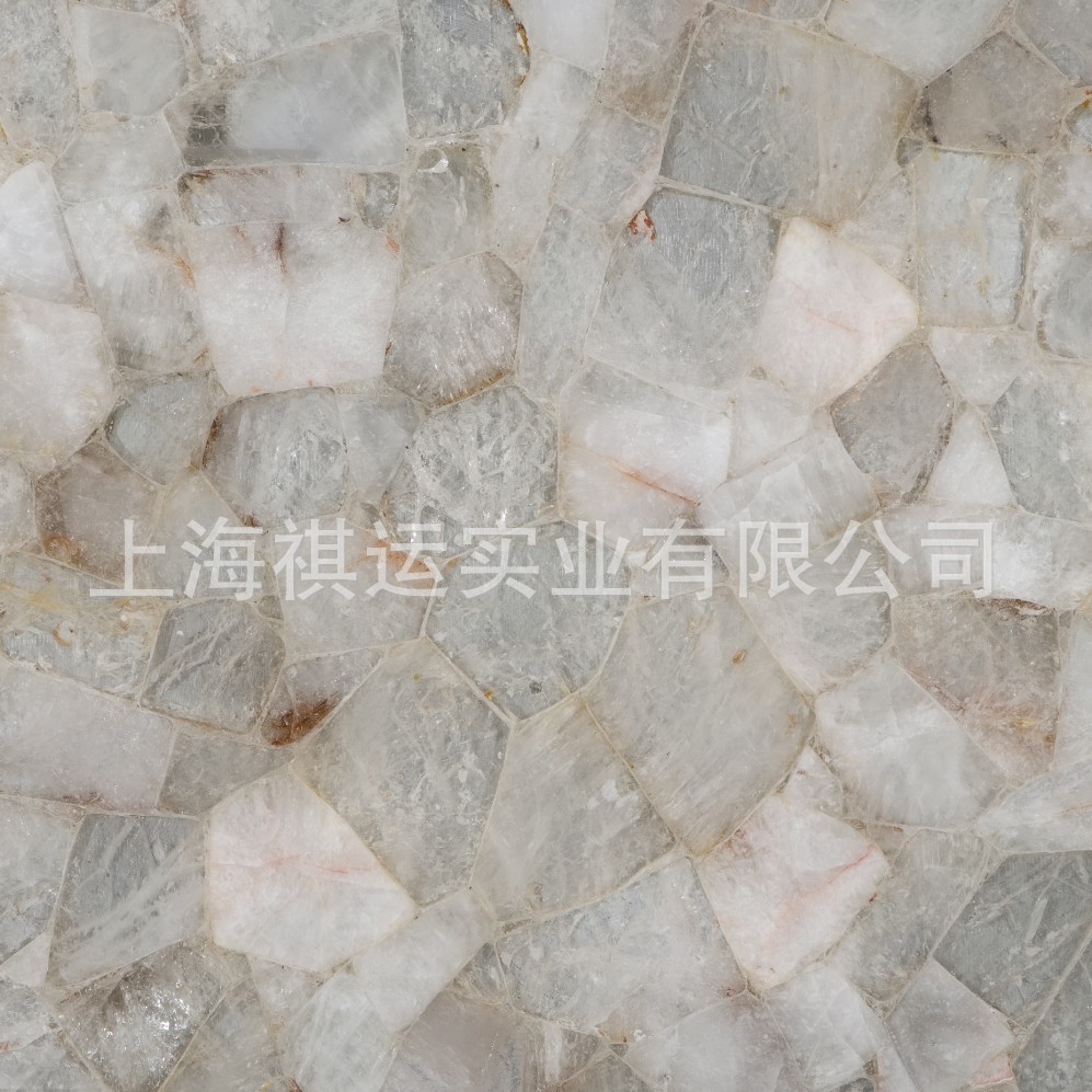 特殊水晶台面,大颗粒红色花纹水晶板,透光水晶石