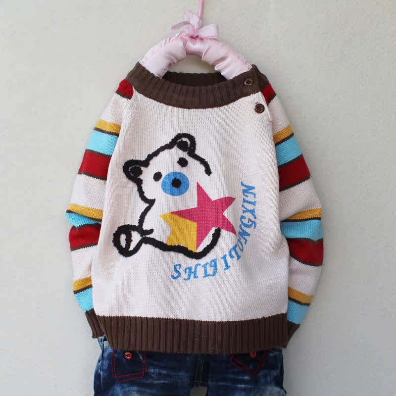 时尚<em>可爱 小熊</em>图案 婴幼儿肩扣<em>毛衣</em>图片,时尚可