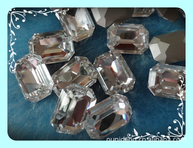 【倒八角长方形水晶玻璃石,施华洛世奇工艺制